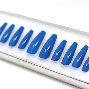 Press On Nails Long Coffin Shape "I Got The Blues "
